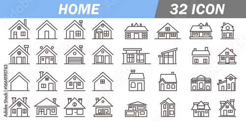 home ikon set. Editable Outline Strokes.