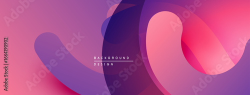 Abstract fluid shapes, vibrant purple, pink hues. Modern design, smooth gradients create dynamic composition. Minimalist aesthetic.