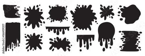 paint splatter and different blob splash shapes doodle hand drawn icon. paint splatter and different blob splash shapes element