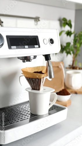 Espresso Machine Brewing Coffee in Kitchen (1)