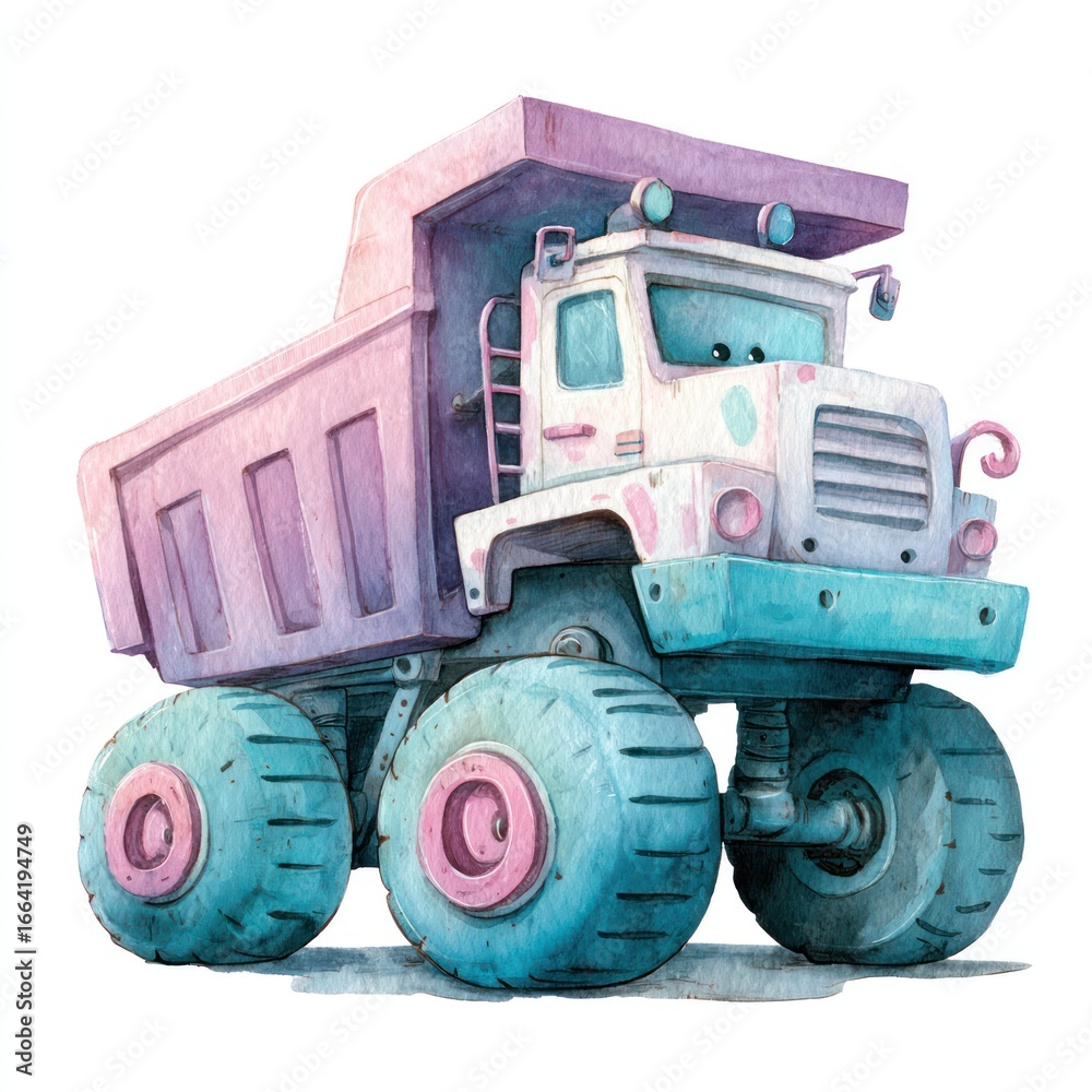 Obraz premium Pastel dump truck illustration