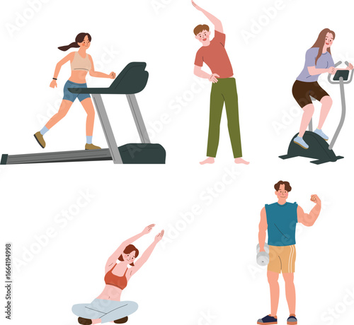 People exercising for fitness, healthcare concept