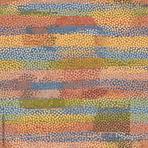 Seamless Pattern, Abstract pattern of colorful horizontal stripes with dot texture creates a textured background Stock royalty free.