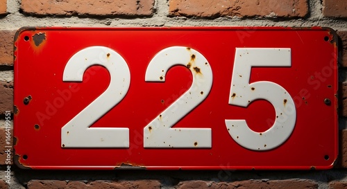 Red Sign with Number Two Twenty-Five.