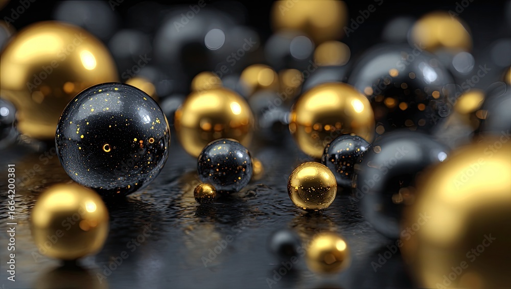 Naklejka premium Abstract spheres of gold and black (2)