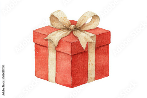 Isolated gift box in vibrant red looks festive and charming