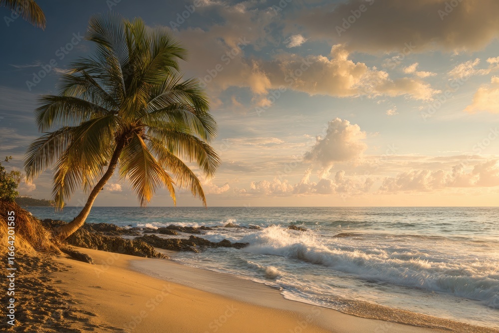 Fototapeta premium Tropical beach at sunset