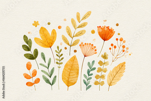 Isolated floral watercolor blooms brightly against clean backdrop
