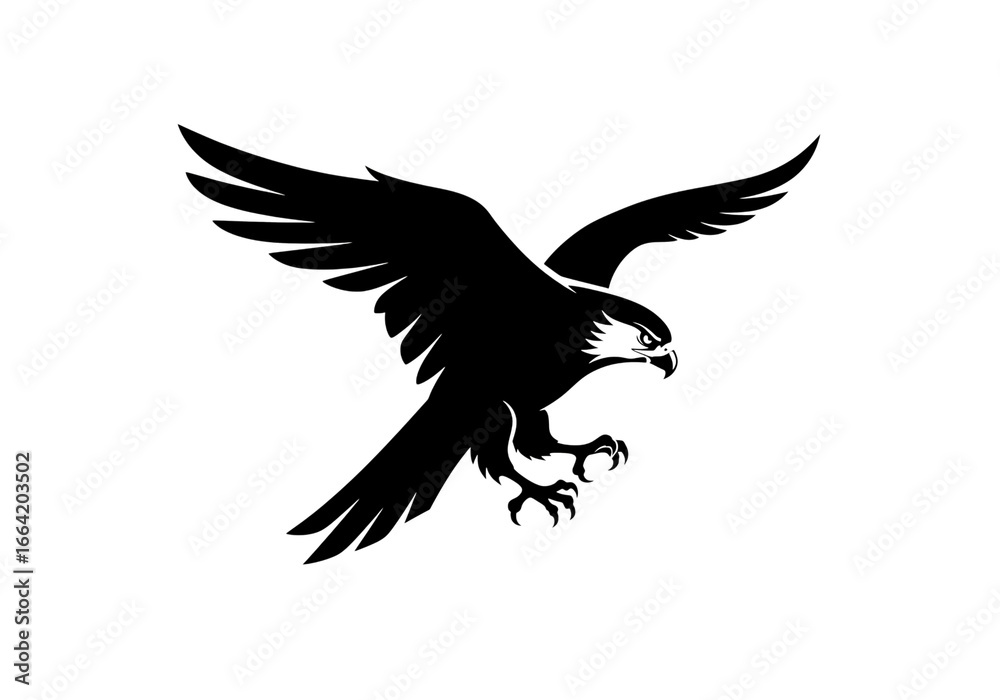 Obraz premium Majestic Eagle in Flight Abstract Bird Silhouette on transparent background