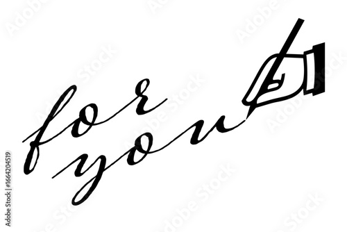 for you - 手書きの筆記体で書いたような、for you（あなたへ）のレタリング（カリグラフィー）によるロゴマーク
