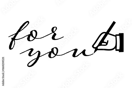 for you - 手書きの筆記体で書いたような、for you（あなたへ）のレタリング（カリグラフィー）によるロゴマーク
