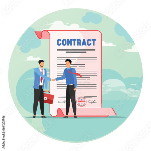 Employment contract agreement concept. Corporate partnership document with signature.