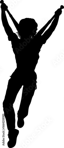 Abstract silhouette of a confident woman standing with a large spiked bat. The powerful pose and weapon detail create a strong, edgy, and rebellious visual for bold design concepts.