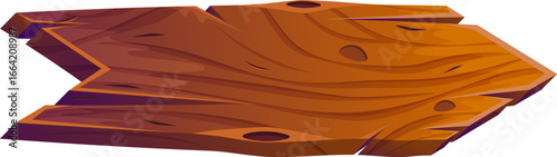 Illustration of a cartoon style wooden arrow signboard with a natural wood texture, knots, and grain lines. The rustic board points to the right, ideal for game or UI design.