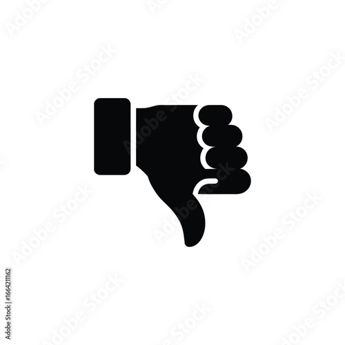 Black Hand Thumb Down on Transparent Background Negative Concept Symbol