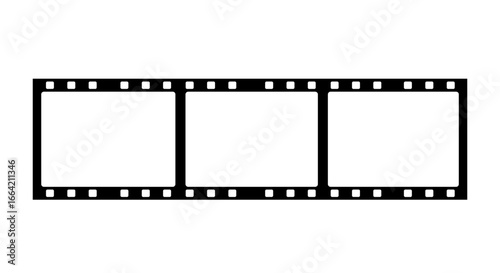 Vintage filmstrip frame: classic blank template design in black and white