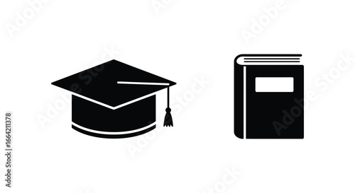 Graduation cap and book symbolizing education and learning