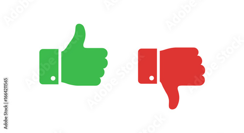 Thumbs up and down icons for approval and disapproval concepts