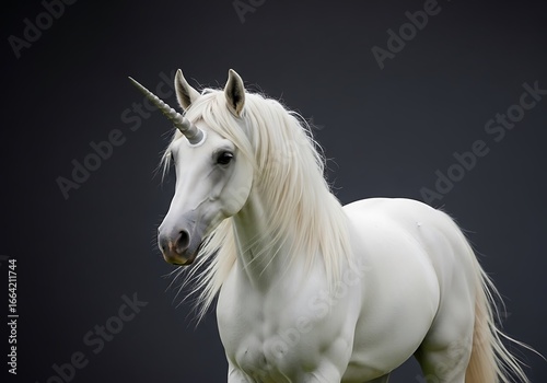 Majestic white unicorn portrait