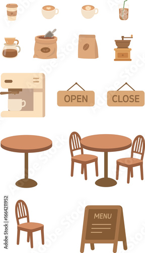 Coffee shop elements set