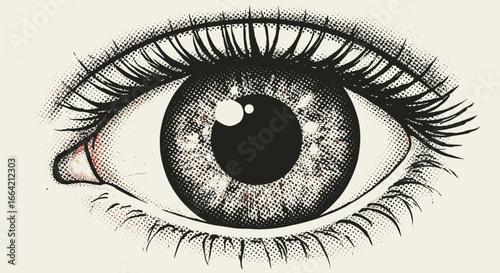 Detailed dotwork eye design with intricate patterns and textures