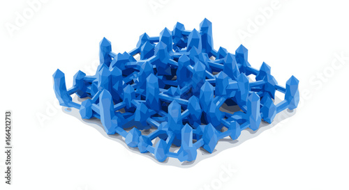 Geometric blue crystal formation in 3d abstract style