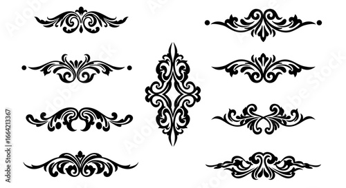 Elegant decorative flourishes collection for vintage design projects