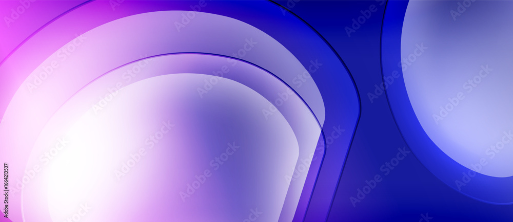 Fototapeta premium Abstract gradients create layered circles. Purple, blue hues dominate composition. Soft light, smooth transitions define visual appeal.