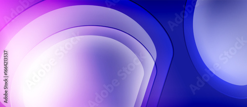 Abstract gradients create layered circles. Purple, blue hues dominate composition. Soft light, smooth transitions define visual appeal.