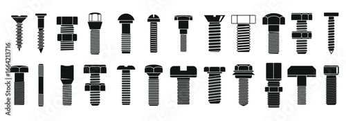 Screw bolt tool icons set simple style