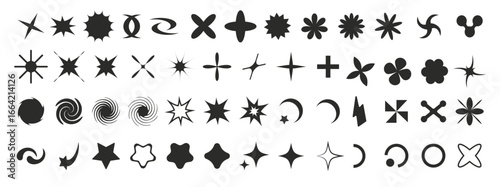 set of brutalist abstract geometric shapes bauhaus memphis