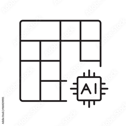 A vector icon representing a heat map for AI-based intensity and density visualization, created in line style with editable stroke