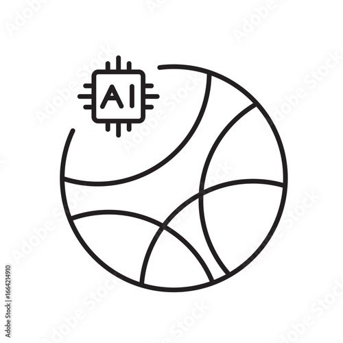 A vector icon representing a chord diagram for AI-enhanced relationship mapping, created in line style with editable stroke