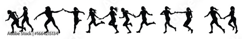 women relay run sport silhouettes illustration set3`2