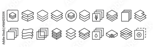 bundle of line icons of folder minimalistic linear