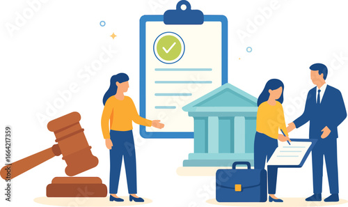 Lawyer character giving legal advice, helping with contract, audit, consulting. Law, justice business concept. Flat isometric vector illustration