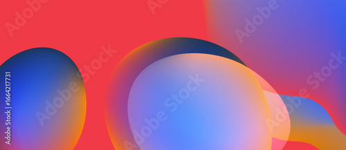 Abstract colorful shapes overlap. Gradient hues blend, creating vibrant visual effect. Smooth transitions dominate composition.