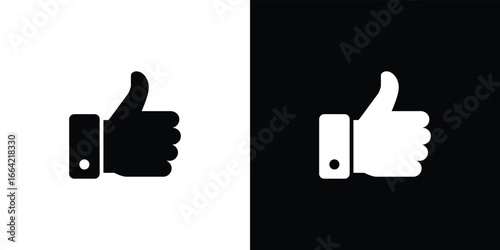 Isolated Thumb Up Icon, Black and White Hand Gesture Graphic, Like, Agree Sign