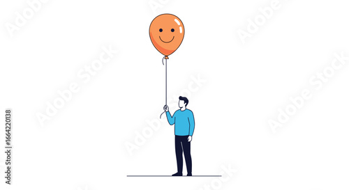 A man releasing a balloon into the sky creating a cheerful atmosphere and a sense of freedom for celebration