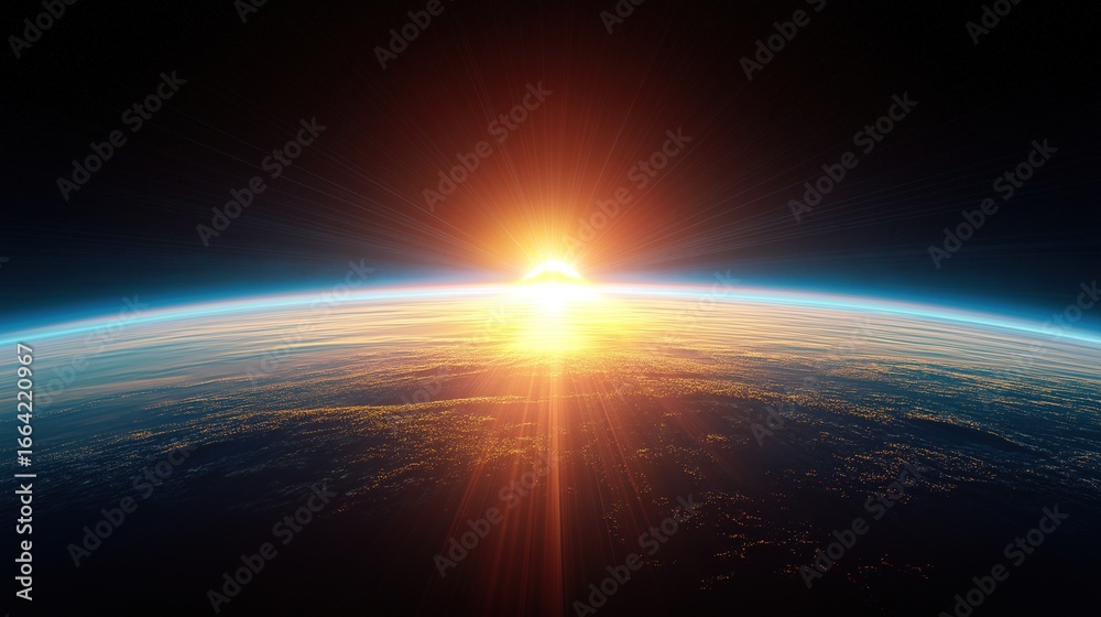 Fototapeta premium Sunrise Over Earth: A Spectacular View from Space