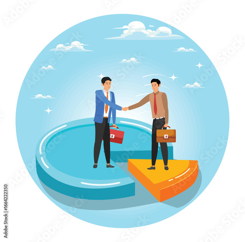 Market share or agreement concept, shareholder or stakeholders.