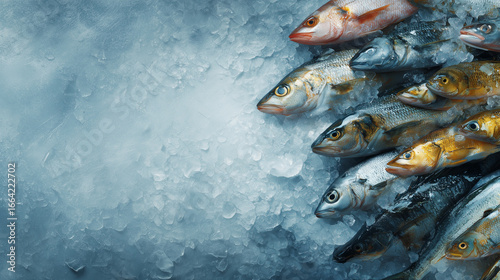 Fish Market, fresh fish on ice, empty space for daily catch