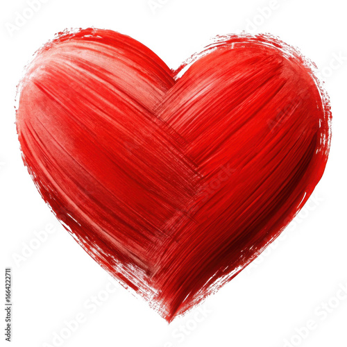 Red heart brush stroke isolated on transparent background