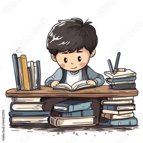 Cartoon stick drawing conceptual illustration of man or businessman thinking about problem with question mark as his shadow