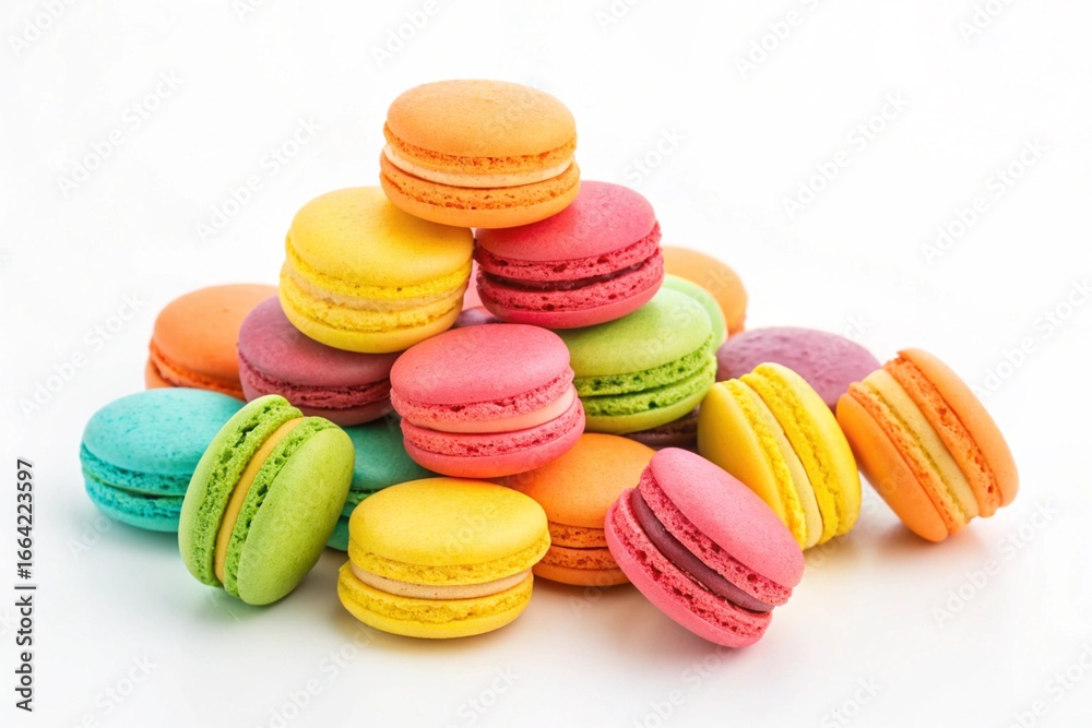 Fototapeta premium Sweet colorful macaroons isolated on white background.