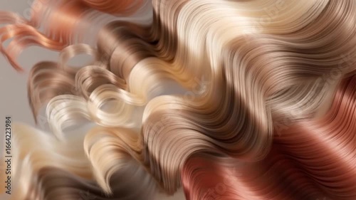 Hair Strands Flowing in Wind. Slow-Motion Blonde Hair. Beauty & Fashion Background