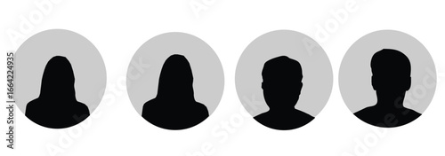 Avatar, user profile, person icon. Gender-neutral silhouette in grayscale. Flat vector illustration. Ideal for social media profiles, app icons, screensavers, and profile picture