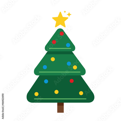 Wallpaper Mural Christmas Vector Illustration of Tree with Star and Baubles Modern Holiday Design Torontodigital.ca