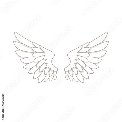 Illustration Wings Vector Design Elegant Angel Wings Outline Style Minimalist Graphic