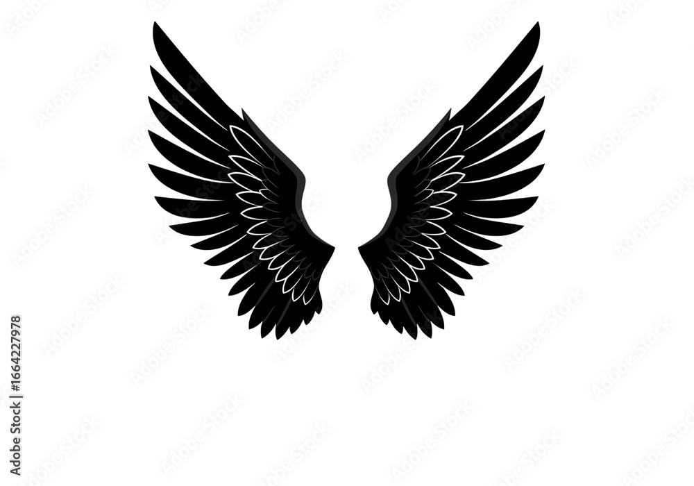 Obraz premium Dramatic Black Wings Perfect for Design Projects on transparent background